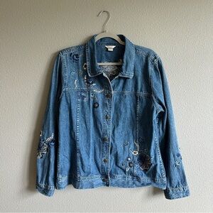 Christopher & Banks Embroidered Blue Denim Jacket XL